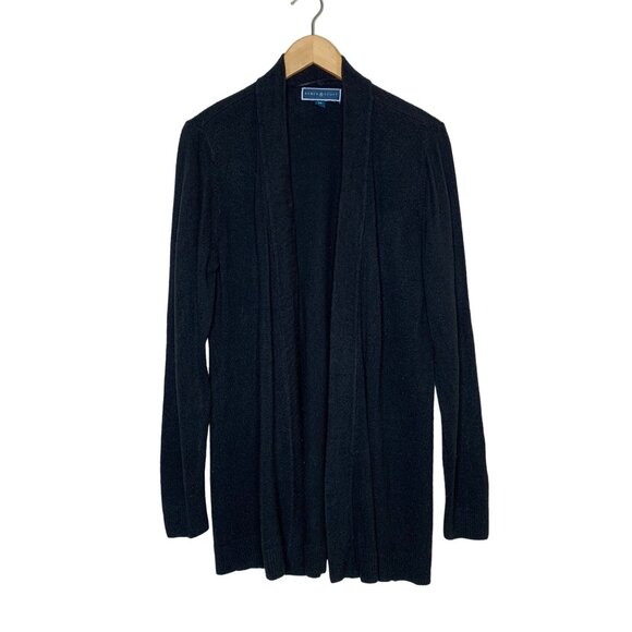 Karen Scott Open Front Cardigan Duster Black Soft Knit Women's Size Large (0X) - Picture 1 of 4